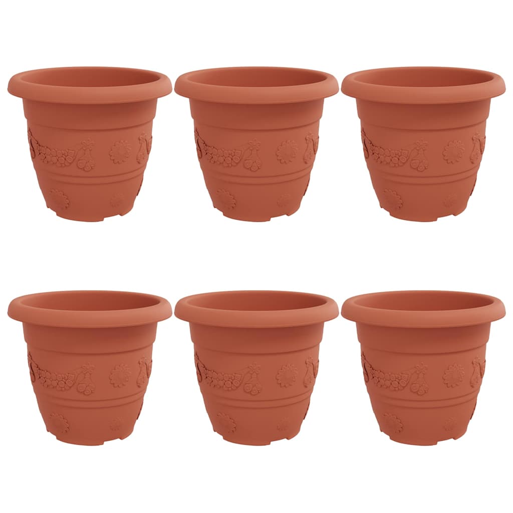 Ronde Bloempot 6 pcs Baksteenrood Ø 30 x 25 cm Kunststof is nu te koop bij PeponiXL, paradijselijk wonen!