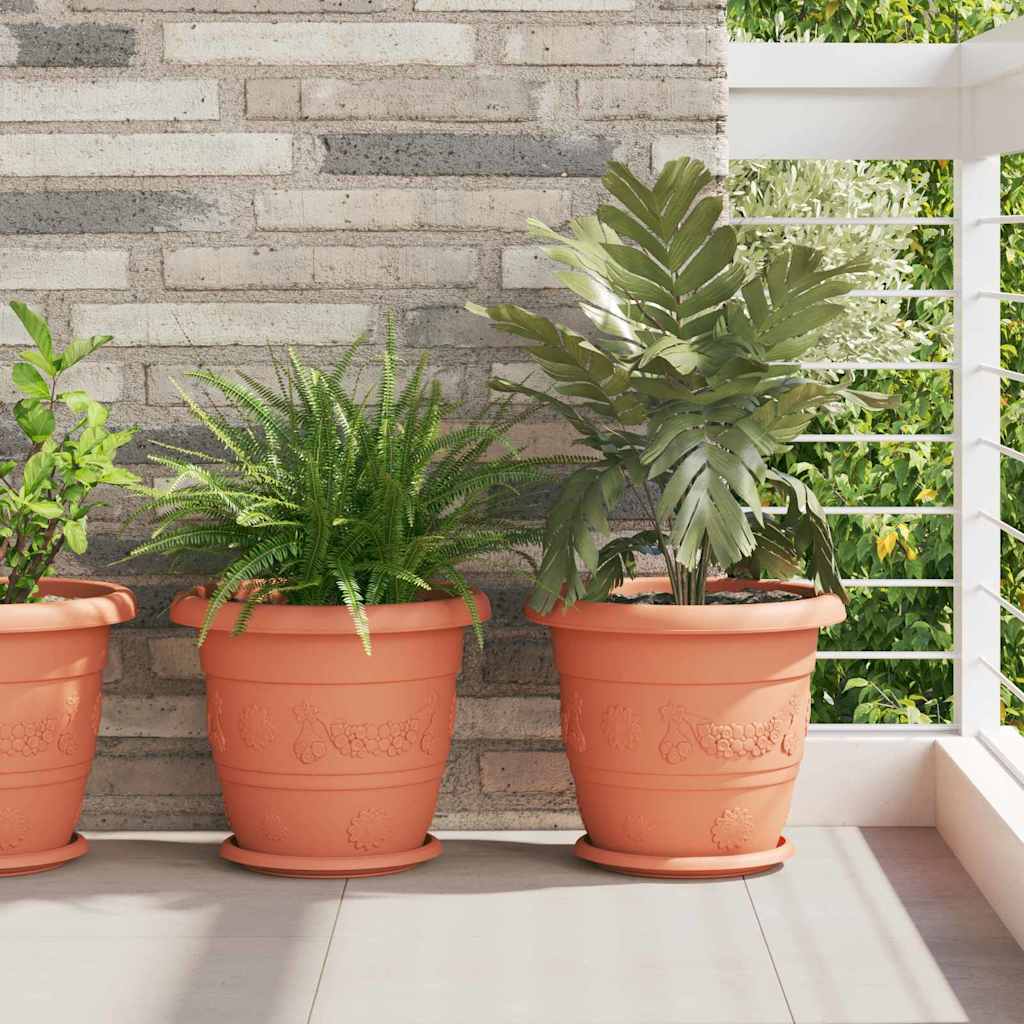 Ronde Bloempot 6 pcs Baksteenrood Ø 34 x 28 cm Kunststof is nu te koop bij PeponiXL, paradijselijk wonen!
