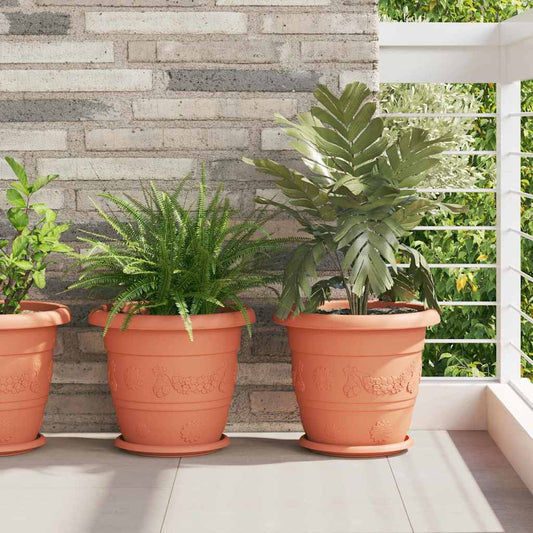 Ronde Bloempot 6 pcs Baksteenrood Ø 34 x 28 cm Kunststof is nu te koop bij PeponiXL, paradijselijk wonen!