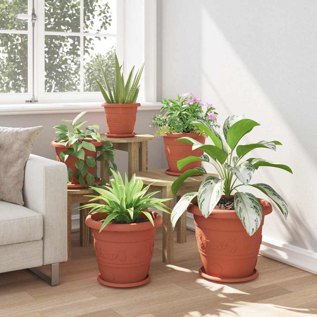 Ronde Bloempot 6 pcs Baksteenrood Ø 34 x 28 cm Kunststof is nu te koop bij PeponiXL, paradijselijk wonen!