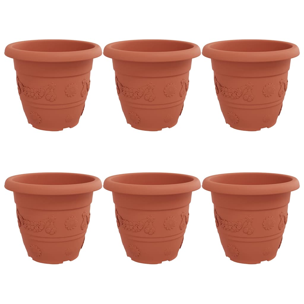 Ronde Bloempot 6 pcs Baksteenrood Ø 34 x 28 cm Kunststof is nu te koop bij PeponiXL, paradijselijk wonen!