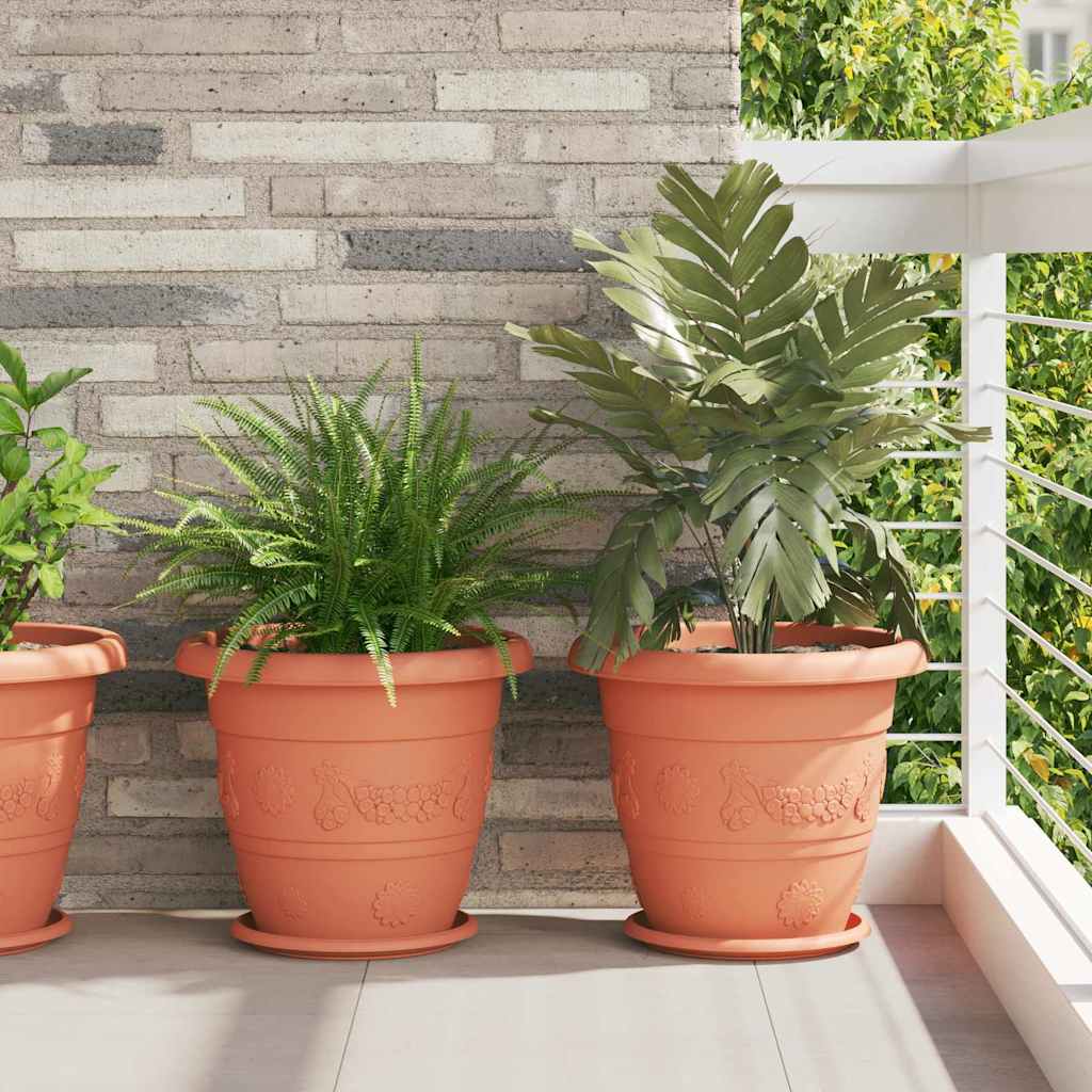 Ronde Bloempot 6 pcs Baksteenrood Ø 39 x 32 cm Kunststof is nu te koop bij PeponiXL, paradijselijk wonen!