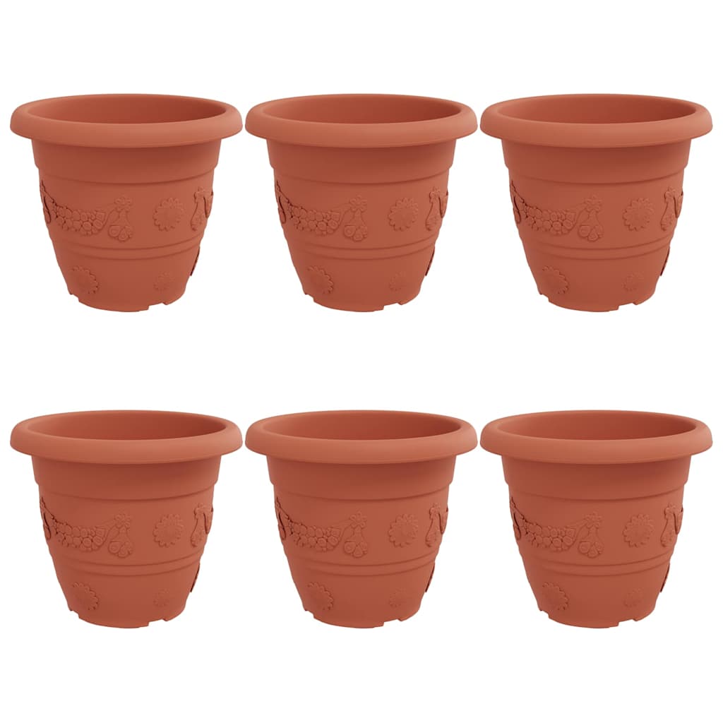 Ronde Bloempot 6 pcs Baksteenrood Ø 39 x 32 cm Kunststof is nu te koop bij PeponiXL, paradijselijk wonen!