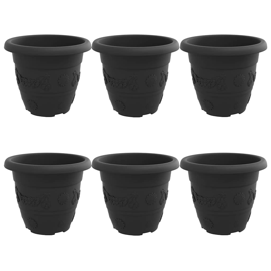 Ronde Bloempot 6 pcs Zwart Ø 26 x 21.5 cm Kunststof is nu te koop bij PeponiXL, paradijselijk wonen!