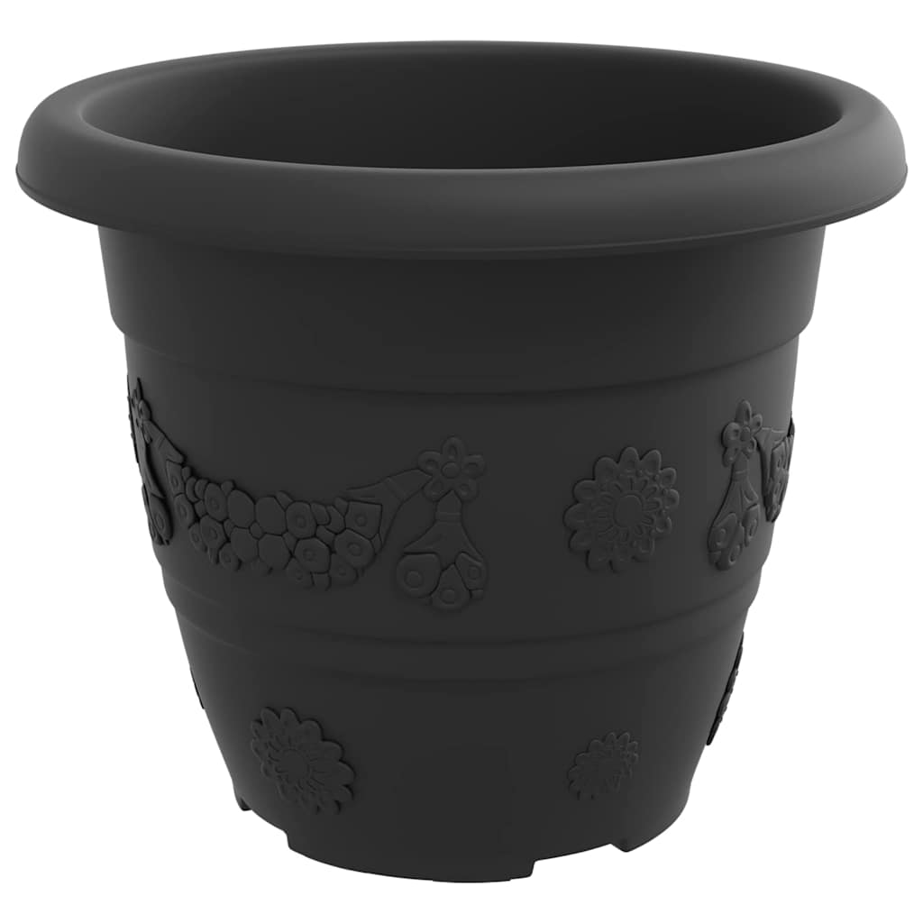 Ronde Bloempot 6 pcs Zwart Ø 26 x 21.5 cm Kunststof is nu te koop bij PeponiXL, paradijselijk wonen!