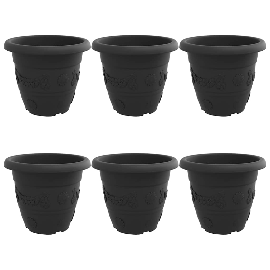 Ronde Bloempot 6 pcs Zwart Ø 39 x 32 cm Kunststof is nu te koop bij PeponiXL, paradijselijk wonen!