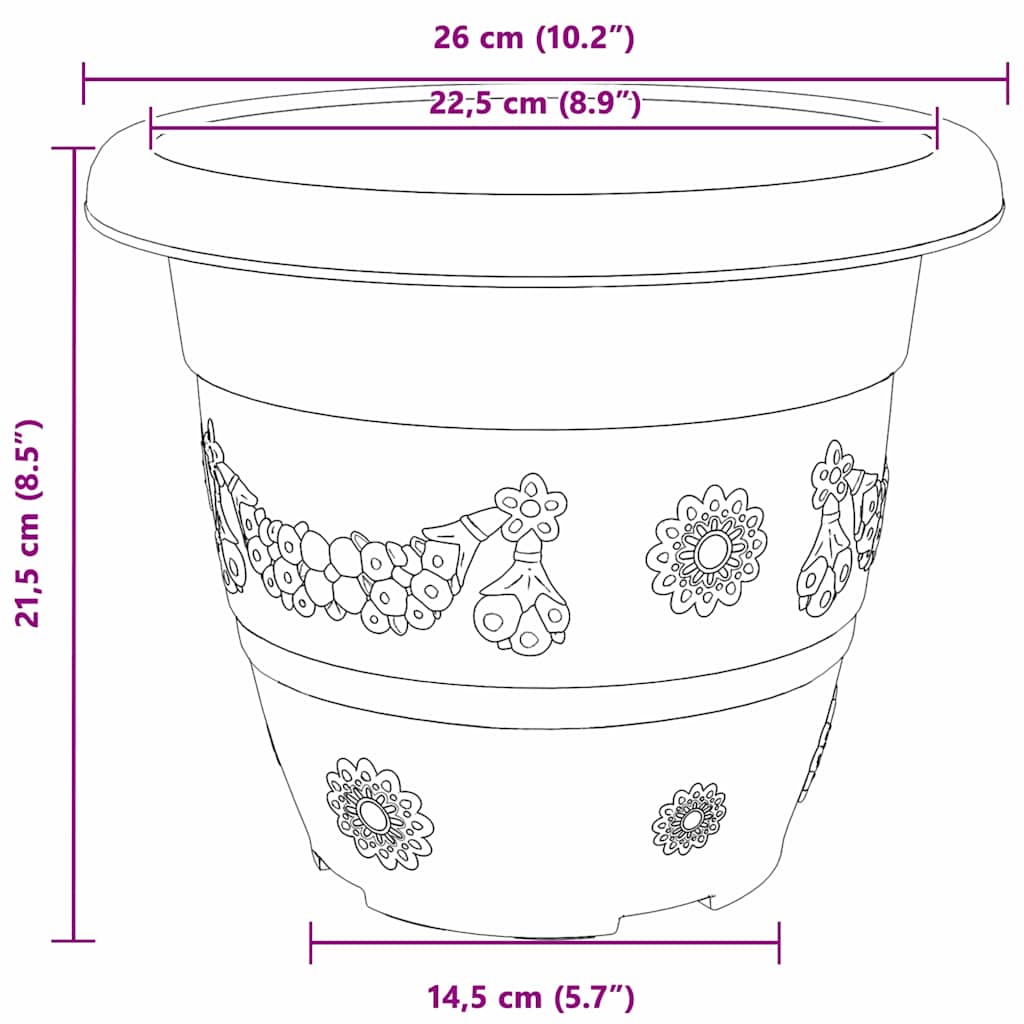Ronde Bloempot 24 pcs Baksteenrood Ø 26 x 21.5 cm Kunststof is nu te koop bij PeponiXL, paradijselijk wonen!