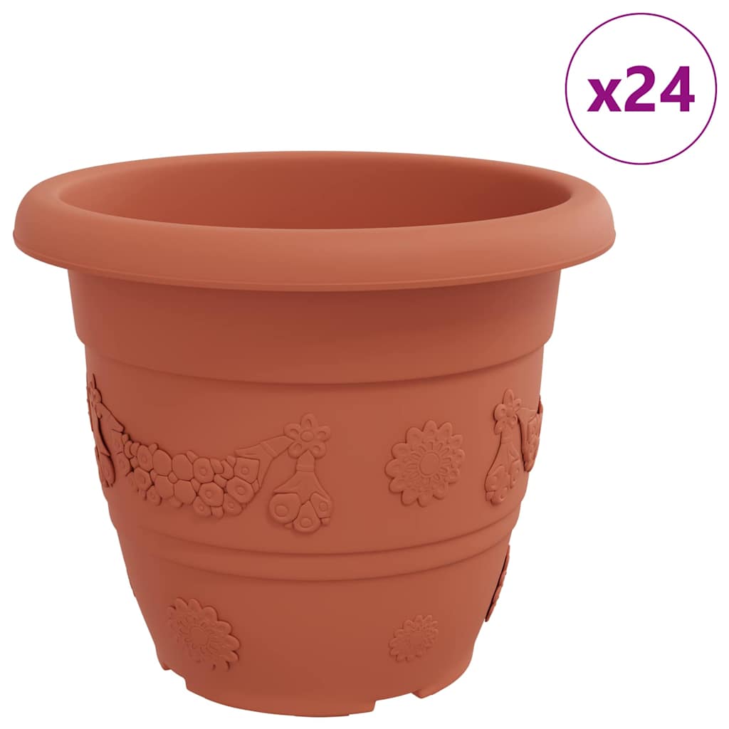 Ronde Bloempot 24 pcs Baksteenrood Ø 34 x 28 cm Kunststof is nu te koop bij PeponiXL, paradijselijk wonen!