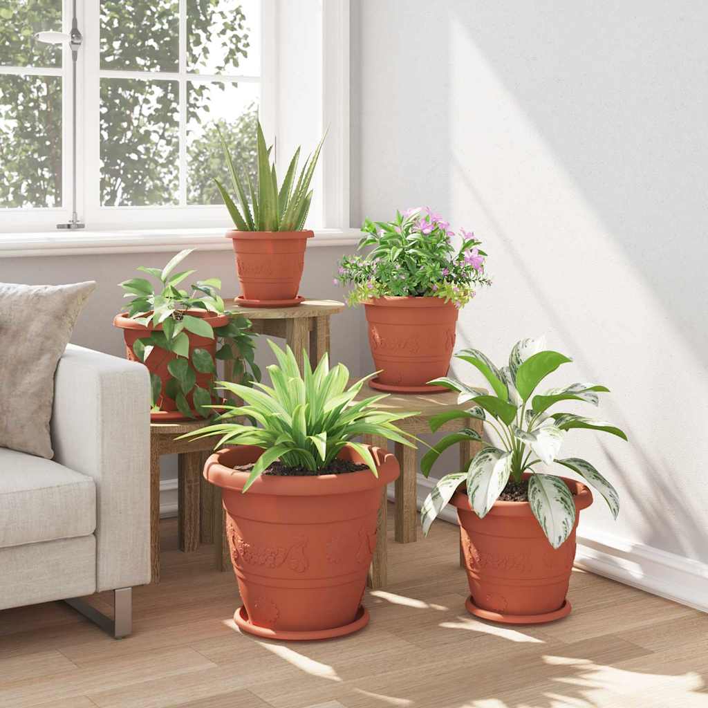 Ronde Bloempot 24 pcs Baksteenrood Ø 39 x 32 cm Kunststof is nu te koop bij PeponiXL, paradijselijk wonen!
