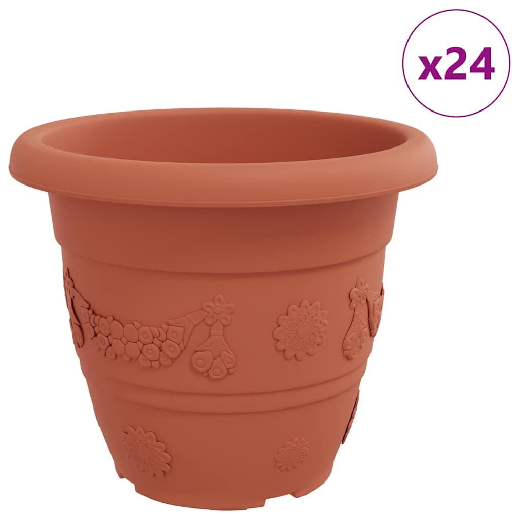Ronde Bloempot 24 pcs Baksteenrood Ø 39 x 32 cm Kunststof is nu te koop bij PeponiXL, paradijselijk wonen!