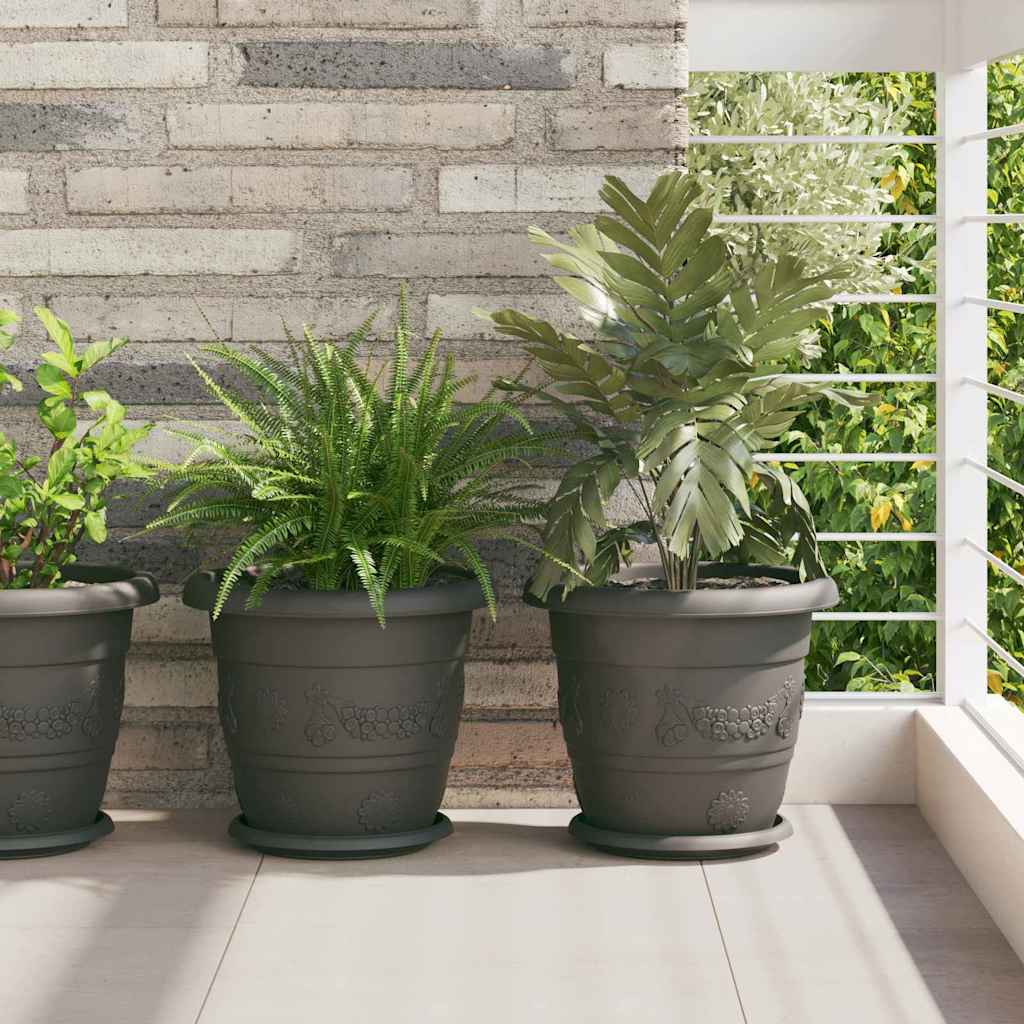 Ronde Bloempot 24 pcs Zwart Ø 30 x 25 cm Kunststof is nu te koop bij PeponiXL, paradijselijk wonen!