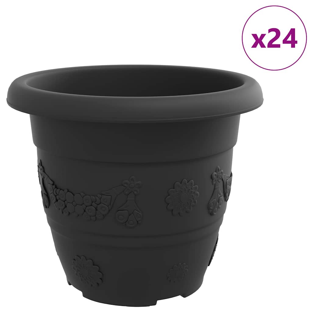 Ronde Bloempot 24 pcs Zwart Ø 30 x 25 cm Kunststof is nu te koop bij PeponiXL, paradijselijk wonen!