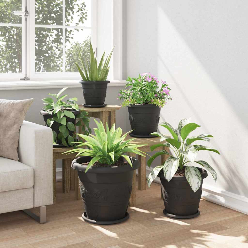 Ronde Bloempot 24 pcs Zwart Ø 39 x 32 cm Kunststof is nu te koop bij PeponiXL, paradijselijk wonen!