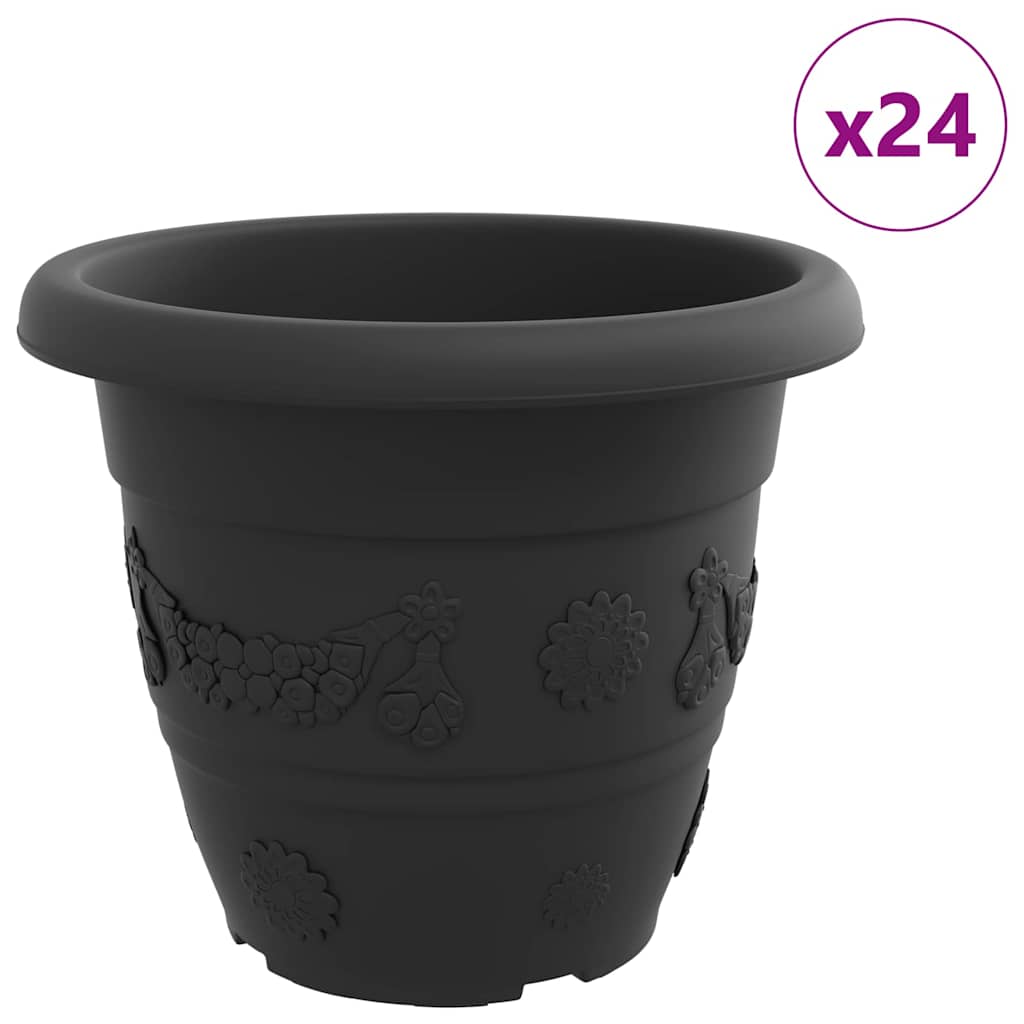 Ronde Bloempot 24 pcs Zwart Ø 39 x 32 cm Kunststof is nu te koop bij PeponiXL, paradijselijk wonen!