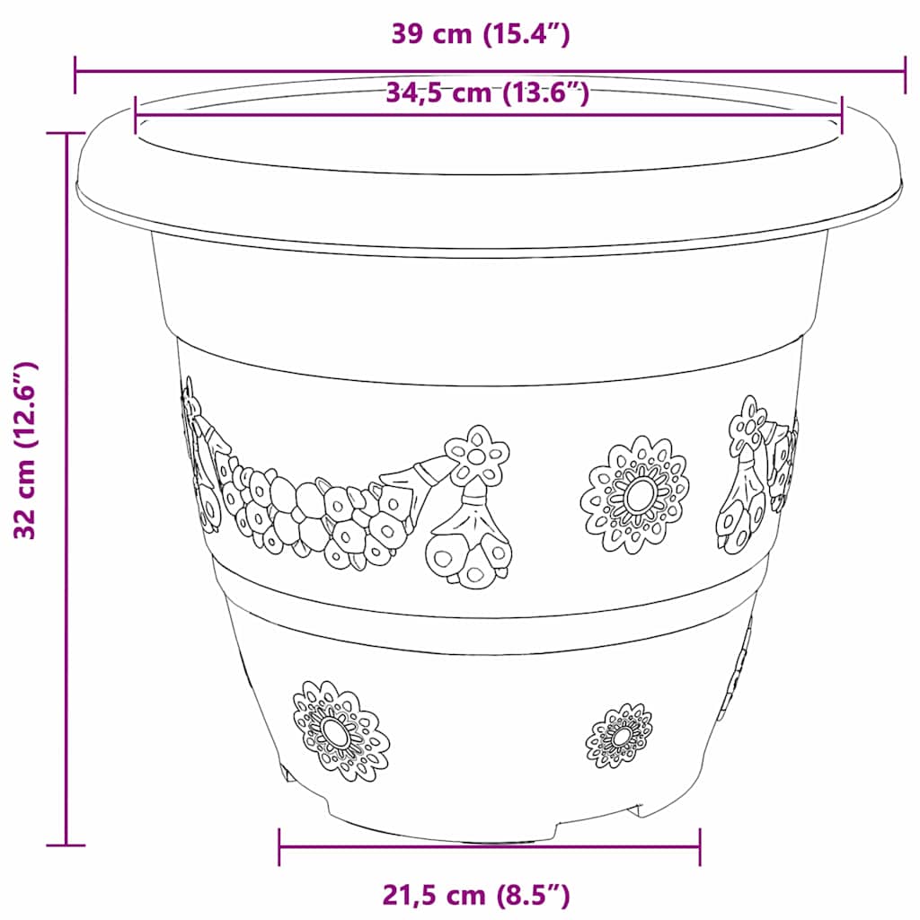 Ronde Bloempot 24 pcs Zwart Ø 39 x 32 cm Kunststof is nu te koop bij PeponiXL, paradijselijk wonen!