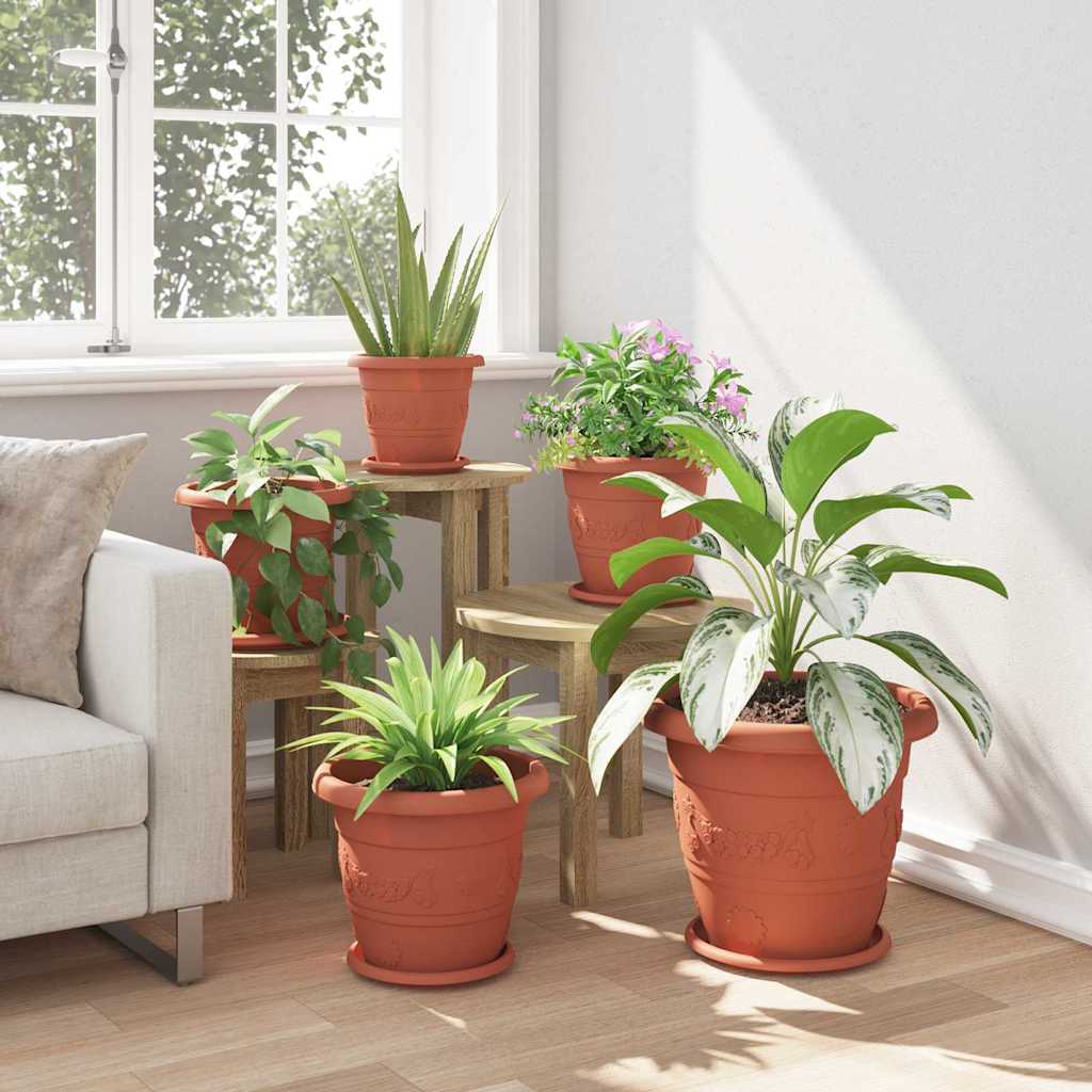 Ronde Bloemenschalen 6 pcs Baksteenrood Ø 21,5 x 2,5 cm is nu te koop bij PeponiXL, paradijselijk wonen!