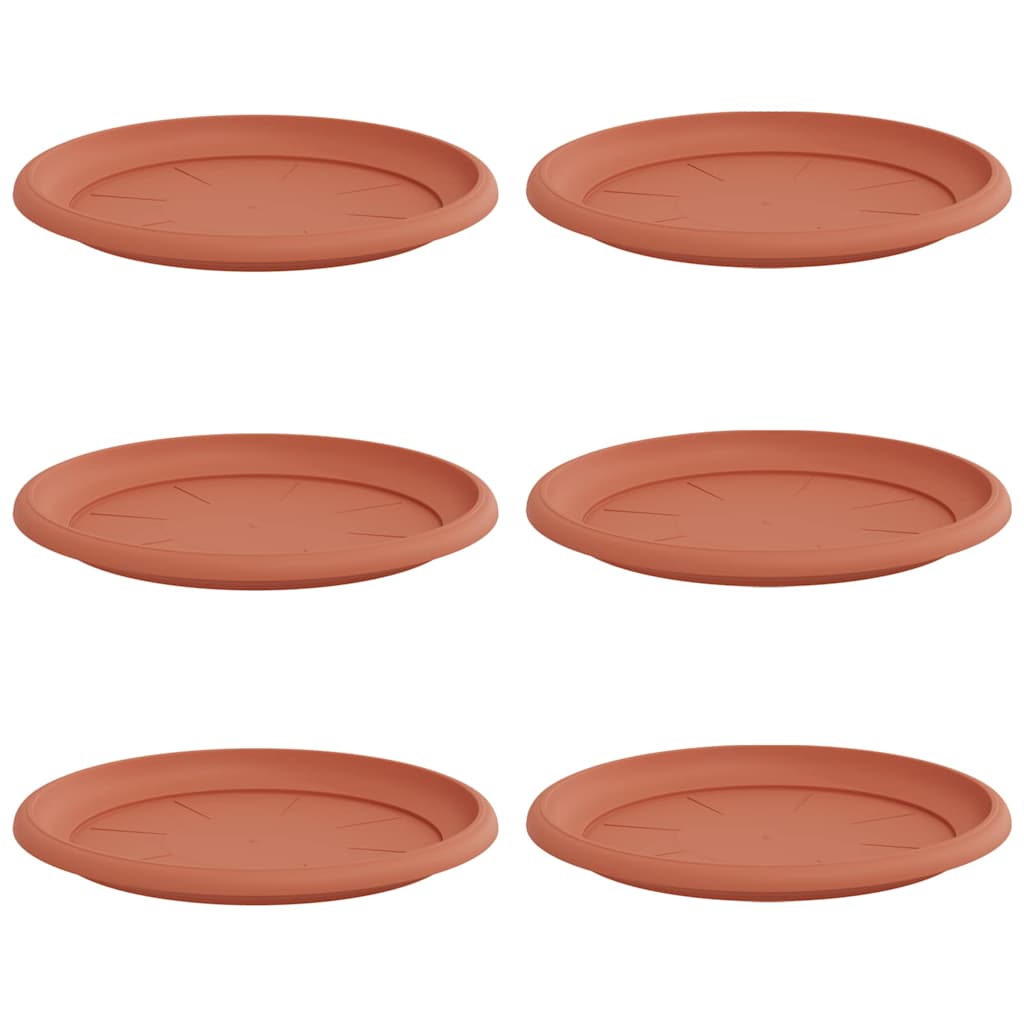 Ronde Bloemenschalen 6 pcs Baksteenrood Ø 27 x 2,5 cm Kunststof is nu te koop bij PeponiXL, paradijselijk wonen!