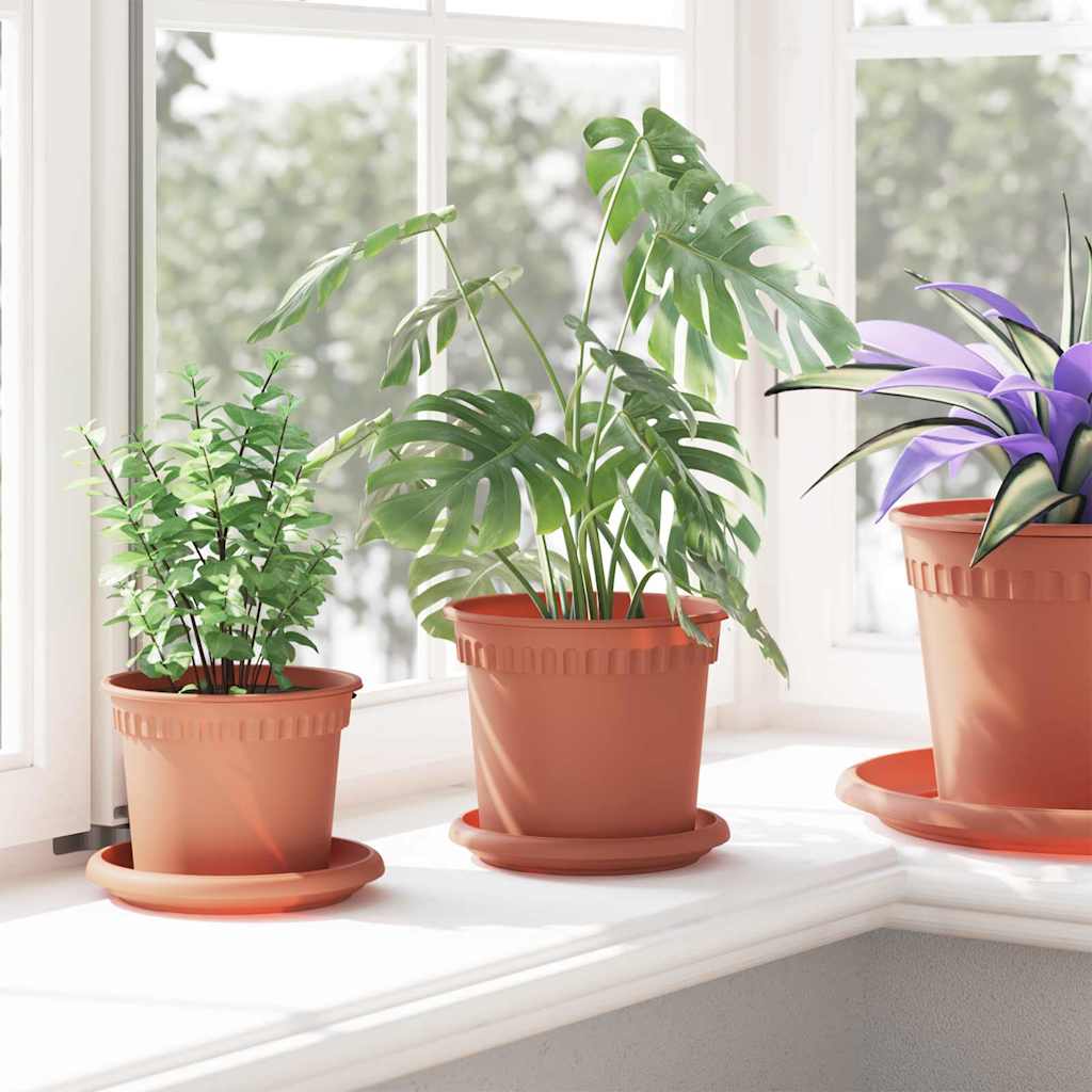 Ronde Bloemenschalen 24 pcs Baksteenrood Ø 14 x 2 cm Kunststof is nu te koop bij PeponiXL, paradijselijk wonen!