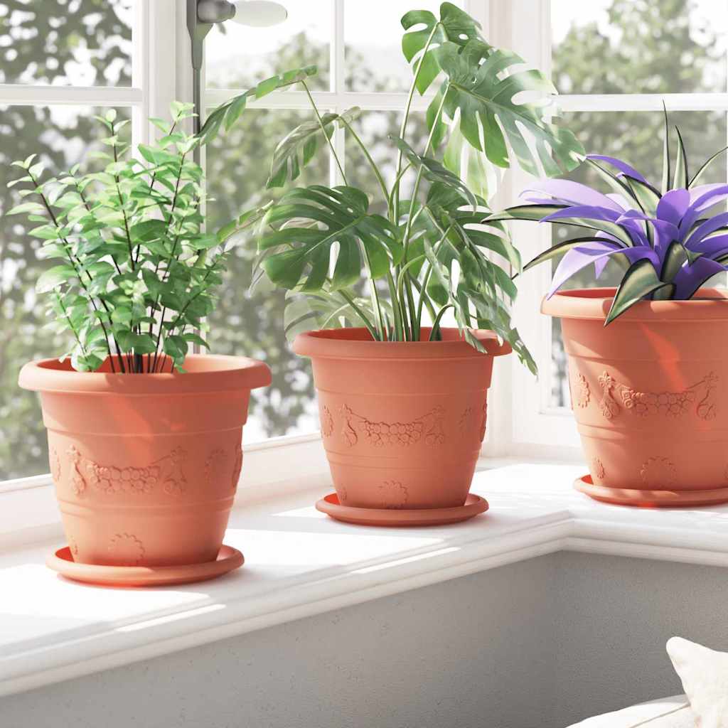 Ronde Bloemenschalen 24 pcs Baksteenrood Ø 14 x 2 cm Kunststof is nu te koop bij PeponiXL, paradijselijk wonen!