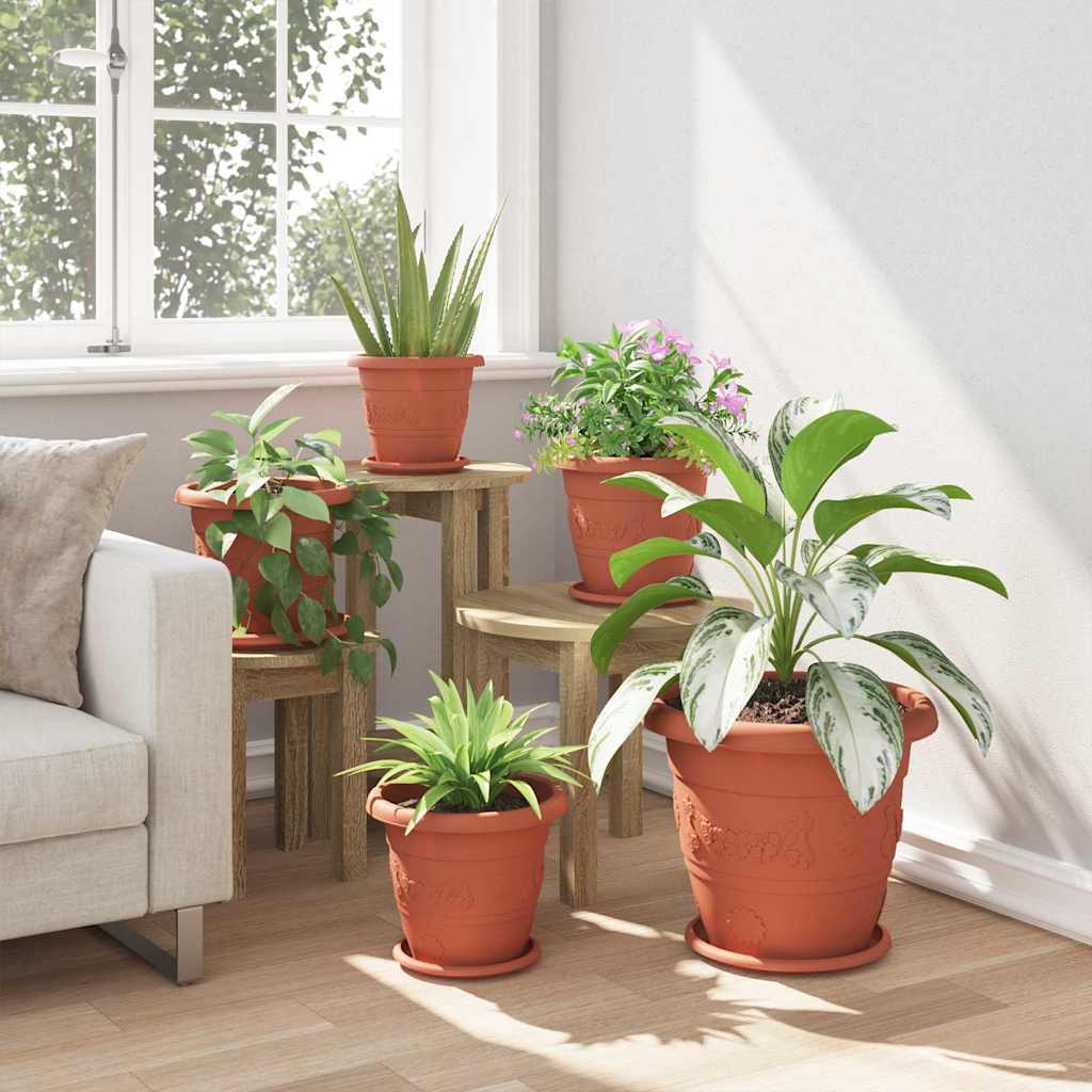 Ronde Bloemenschalen 24 pcs Baksteenrood Ø 14 x 2 cm Kunststof is nu te koop bij PeponiXL, paradijselijk wonen!