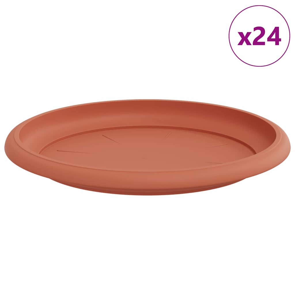 Ronde Bloemenschalen 24 pcs Baksteenrood Ø 14 x 2 cm Kunststof is nu te koop bij PeponiXL, paradijselijk wonen!
