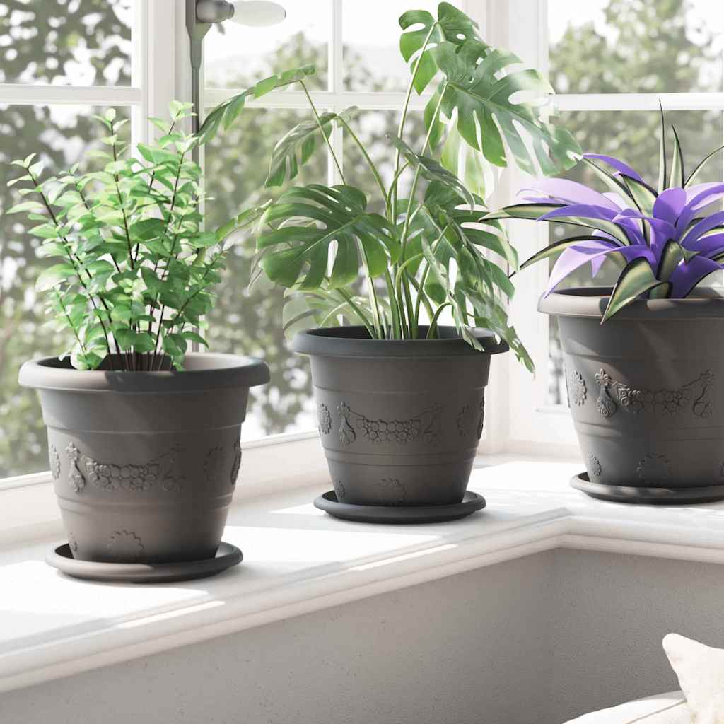 Ronde Bloemenschalen 24 pcs Zwart Ø 17,5 x 2 cm Kunststof is nu te koop bij PeponiXL, paradijselijk wonen!