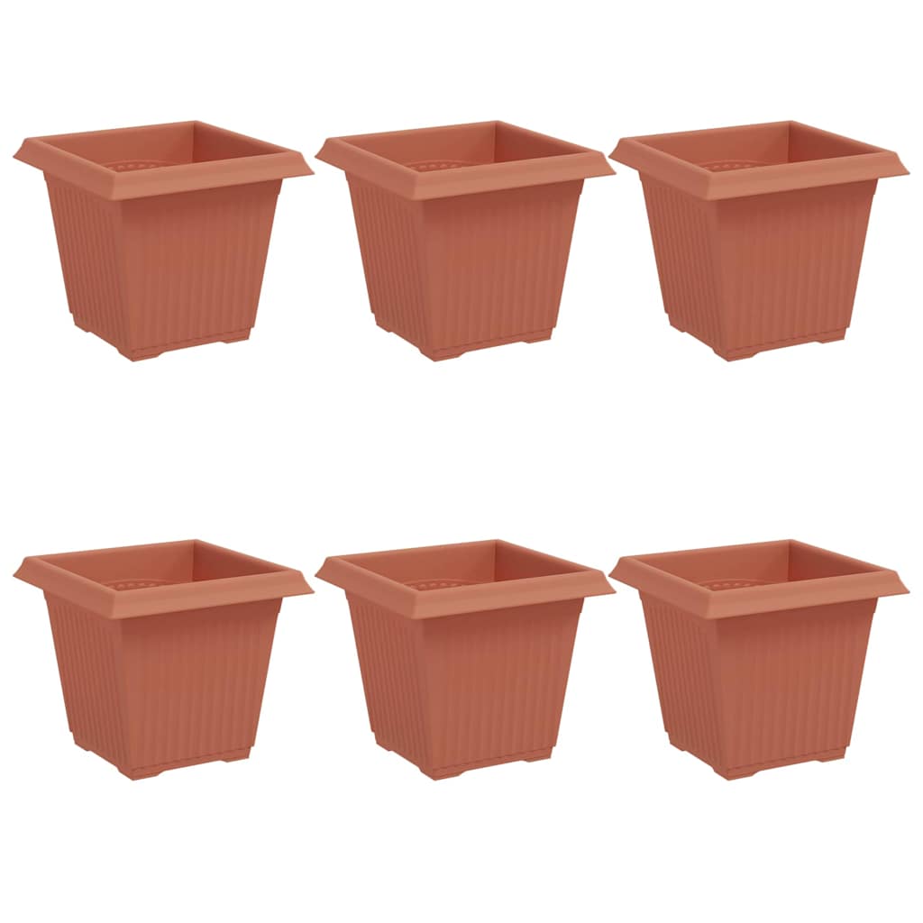 Vierkante Bloempot 6 pcs Baksteenrood 16 x 16 x 14 cm Kunststof is nu te koop bij PeponiXL, paradijselijk wonen!