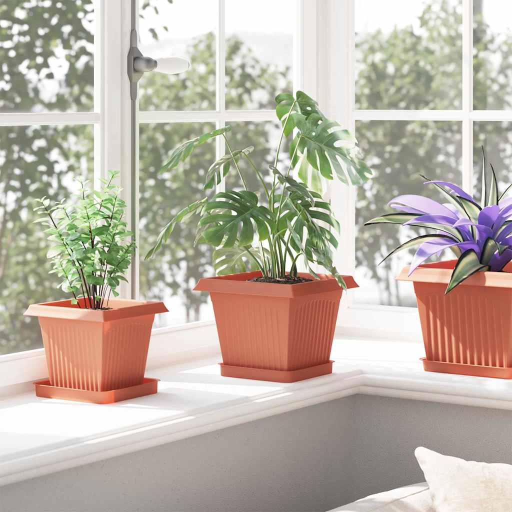 Vierkante Bloempot 6 pcs Baksteenrood 20 x 20 x 16 cm Kunststof is nu te koop bij PeponiXL, paradijselijk wonen!