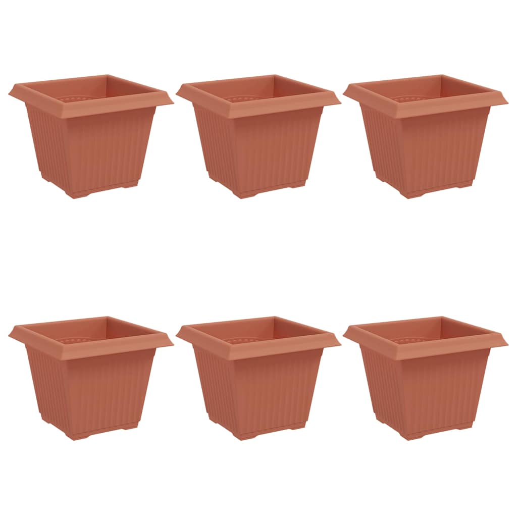 Vierkante Bloempot 6 pcs Baksteenrood 20 x 20 x 16 cm Kunststof is nu te koop bij PeponiXL, paradijselijk wonen!