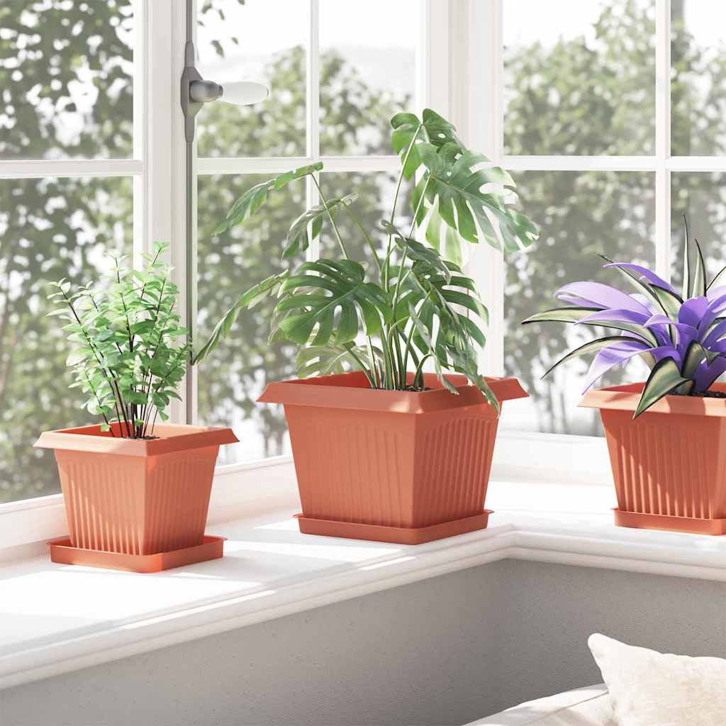 Vierkante Bloempot 6 pcs Baksteenrood 23 x 23 x 17,5 cm is nu te koop bij PeponiXL, paradijselijk wonen!