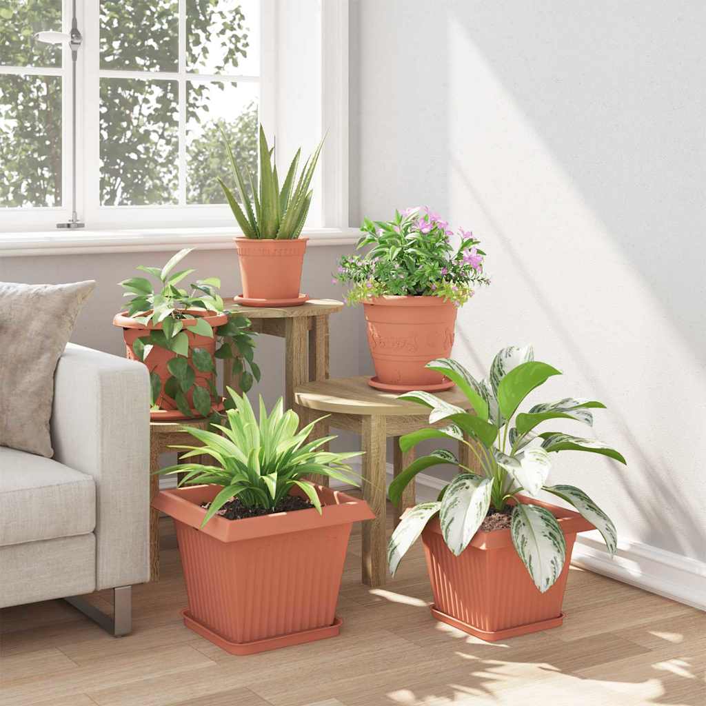 Vierkante Bloempot 6 pcs Baksteenrood 33 x 33 x 26 cm Kunststof is nu te koop bij PeponiXL, paradijselijk wonen!