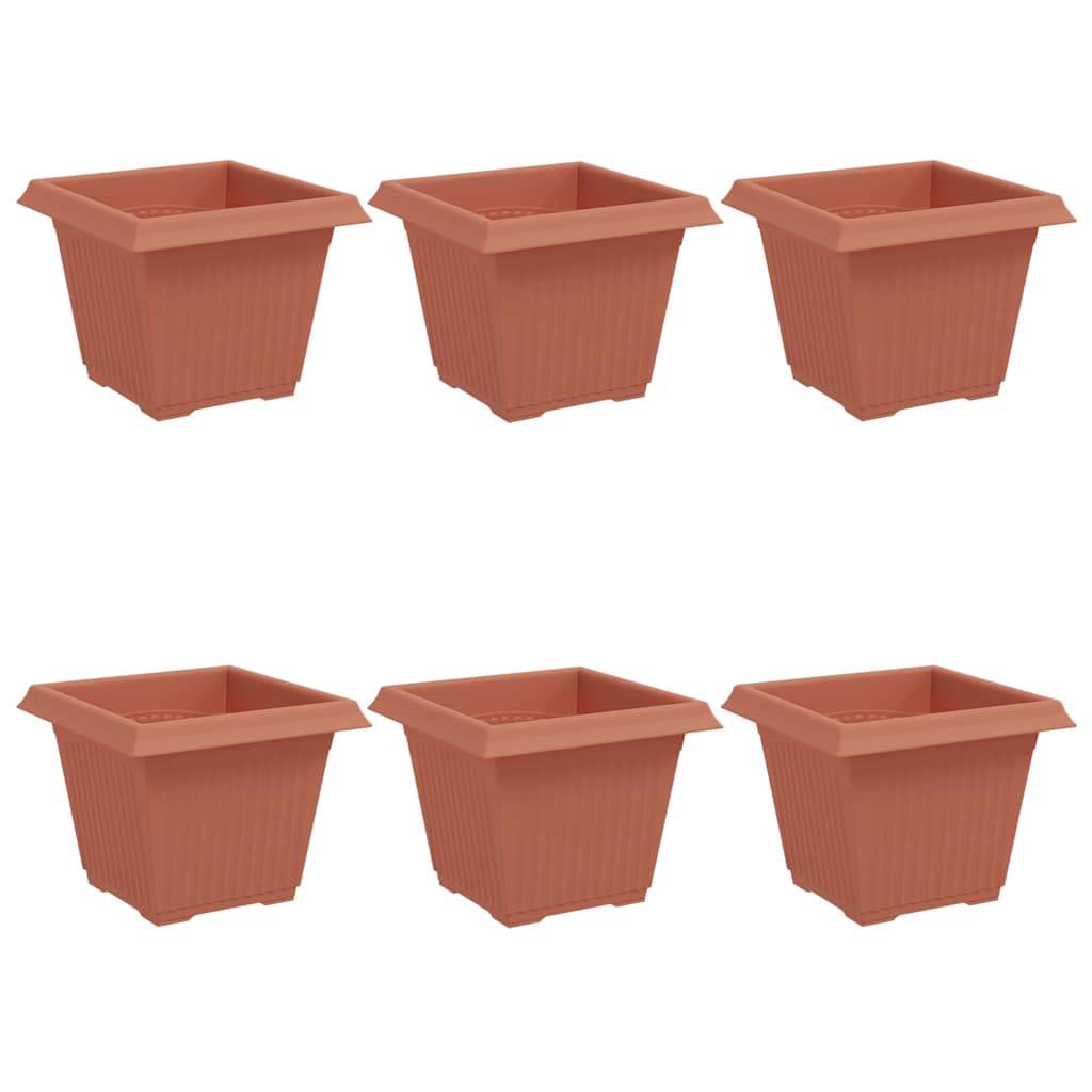 Vierkante Bloempot 6 pcs Baksteenrood 33 x 33 x 26 cm Kunststof is nu te koop bij PeponiXL, paradijselijk wonen!