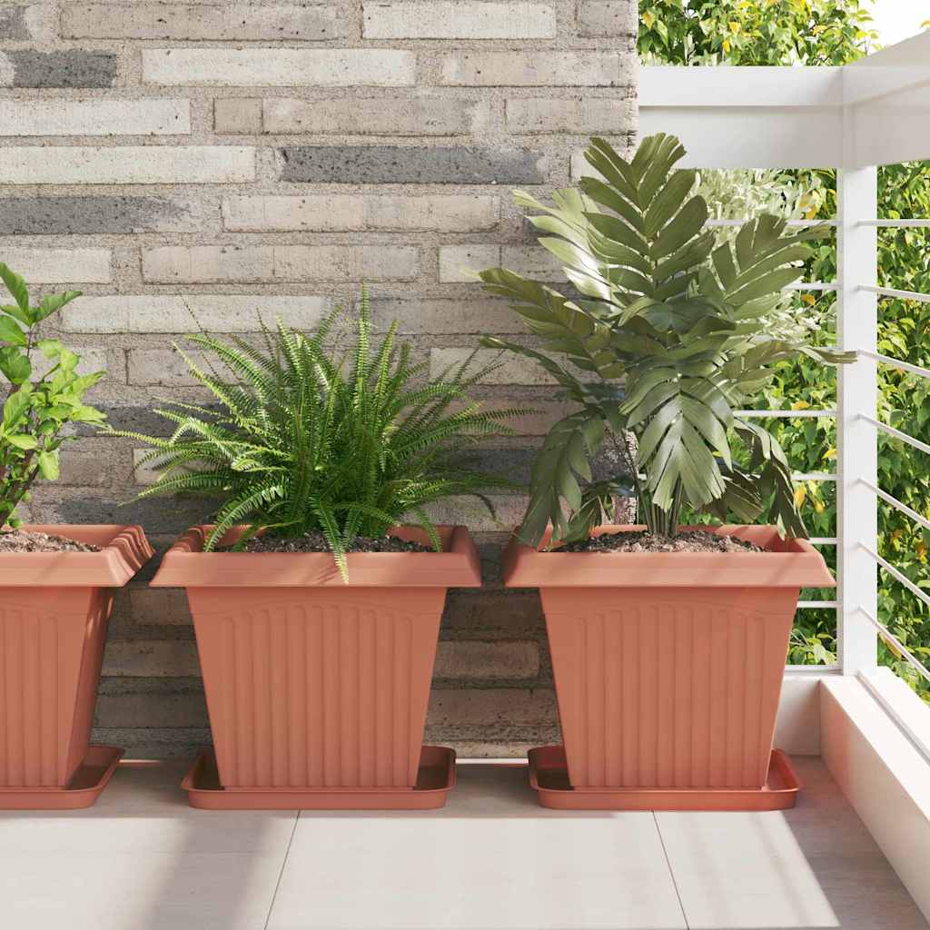 Vierkante Bloempot 6 pcs Baksteenrood 38 x 38 x 30 cm Kunststof is nu te koop bij PeponiXL, paradijselijk wonen!