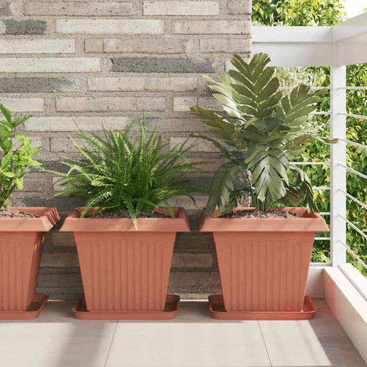 Vierkante Bloempot 6 pcs Baksteenrood 38 x 38 x 30 cm Kunststof is nu te koop bij PeponiXL, paradijselijk wonen!