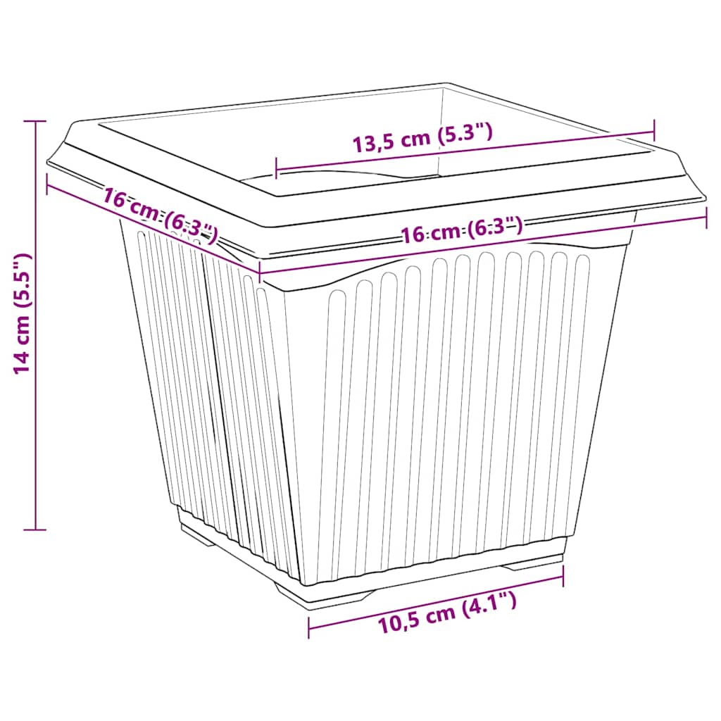 Vierkante Bloempot 6 pcs Zwart 16 x 16 x 14 cm Kunststof is nu te koop bij PeponiXL, paradijselijk wonen!