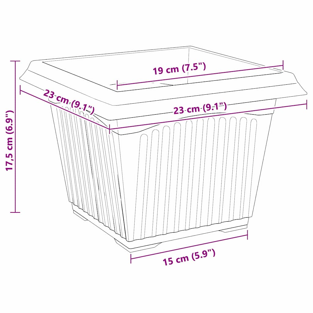 Vierkante Bloempot 6 pcs Zwart 23 x 23 x 17,5 cm Kunststof is nu te koop bij PeponiXL, paradijselijk wonen!