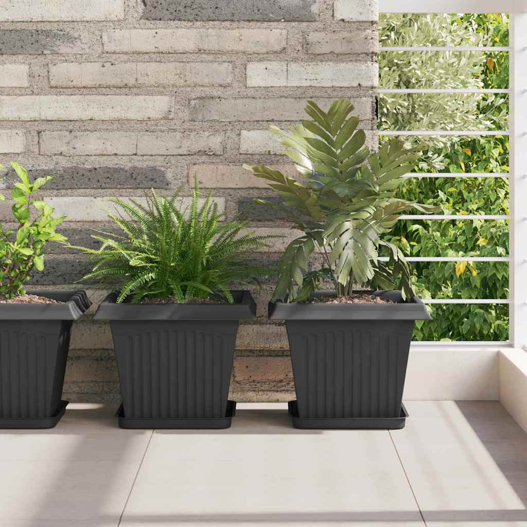Vierkante Bloempot 6 pcs Zwart 28,5 x 28,5 x 22 cm Kunststof is nu te koop bij PeponiXL, paradijselijk wonen!