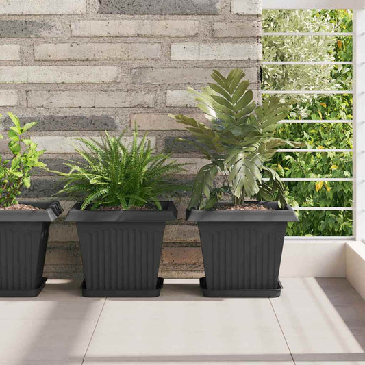 Vierkante Bloempot 6 pcs Zwart 28,5 x 28,5 x 22 cm Kunststof is nu te koop bij PeponiXL, paradijselijk wonen!