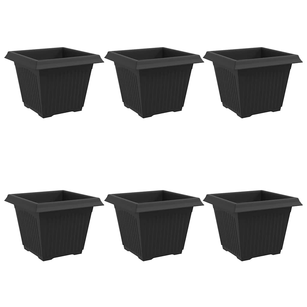 Vierkante Bloempot 6 pcs Zwart 28,5 x 28,5 x 22 cm Kunststof is nu te koop bij PeponiXL, paradijselijk wonen!