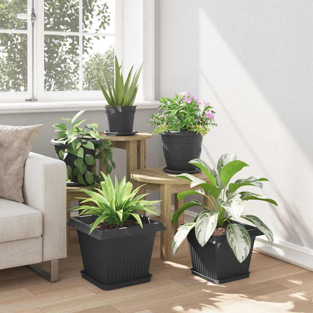Vierkante Bloempot 6 pcs Zwart 33 x 33 x 26 cm Kunststof is nu te koop bij PeponiXL, paradijselijk wonen!