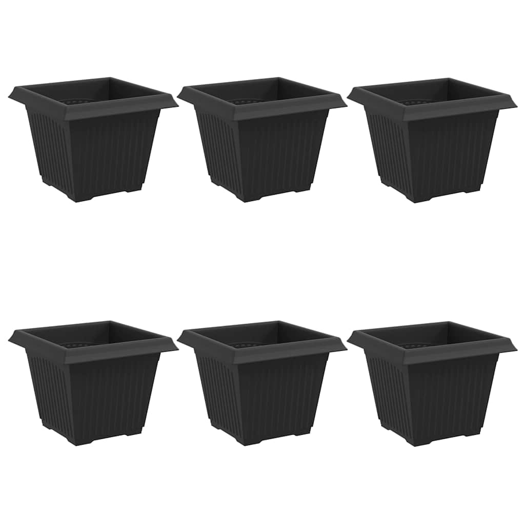 Vierkante Bloempot 6 pcs Zwart 33 x 33 x 26 cm Kunststof is nu te koop bij PeponiXL, paradijselijk wonen!