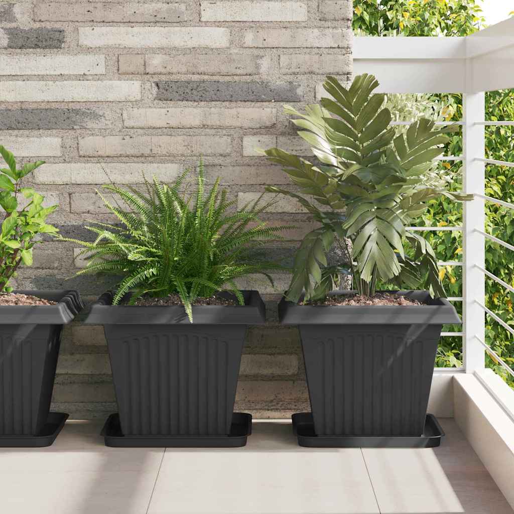 Vierkante Bloempot 6 pcs Zwart 38 x 38 x 30 cm Kunststof is nu te koop bij PeponiXL, paradijselijk wonen!
