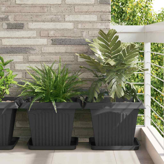 Vierkante Bloempot 6 pcs Zwart 43 x 43 x 33,5 cm Kunststof is nu te koop bij PeponiXL, paradijselijk wonen!