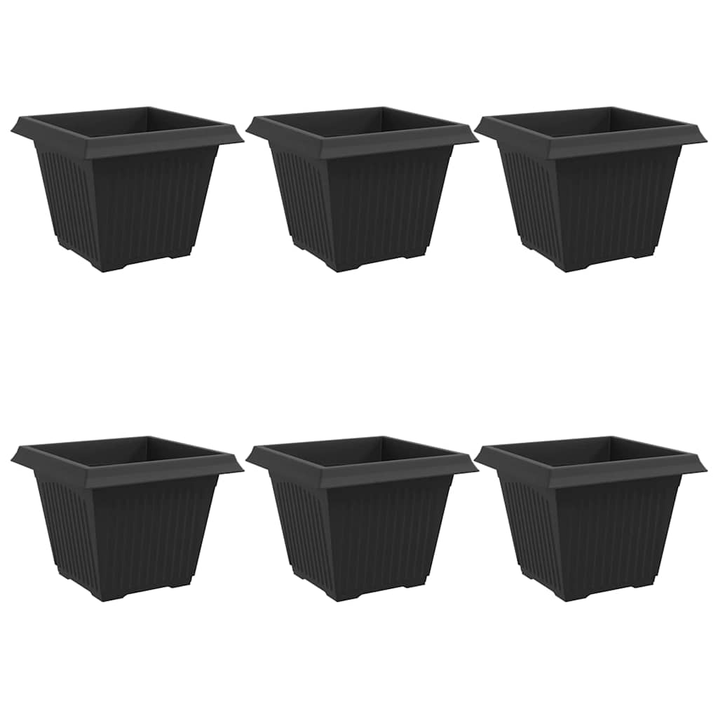 Vierkante Bloempot 6 pcs Zwart 43 x 43 x 33,5 cm Kunststof is nu te koop bij PeponiXL, paradijselijk wonen!