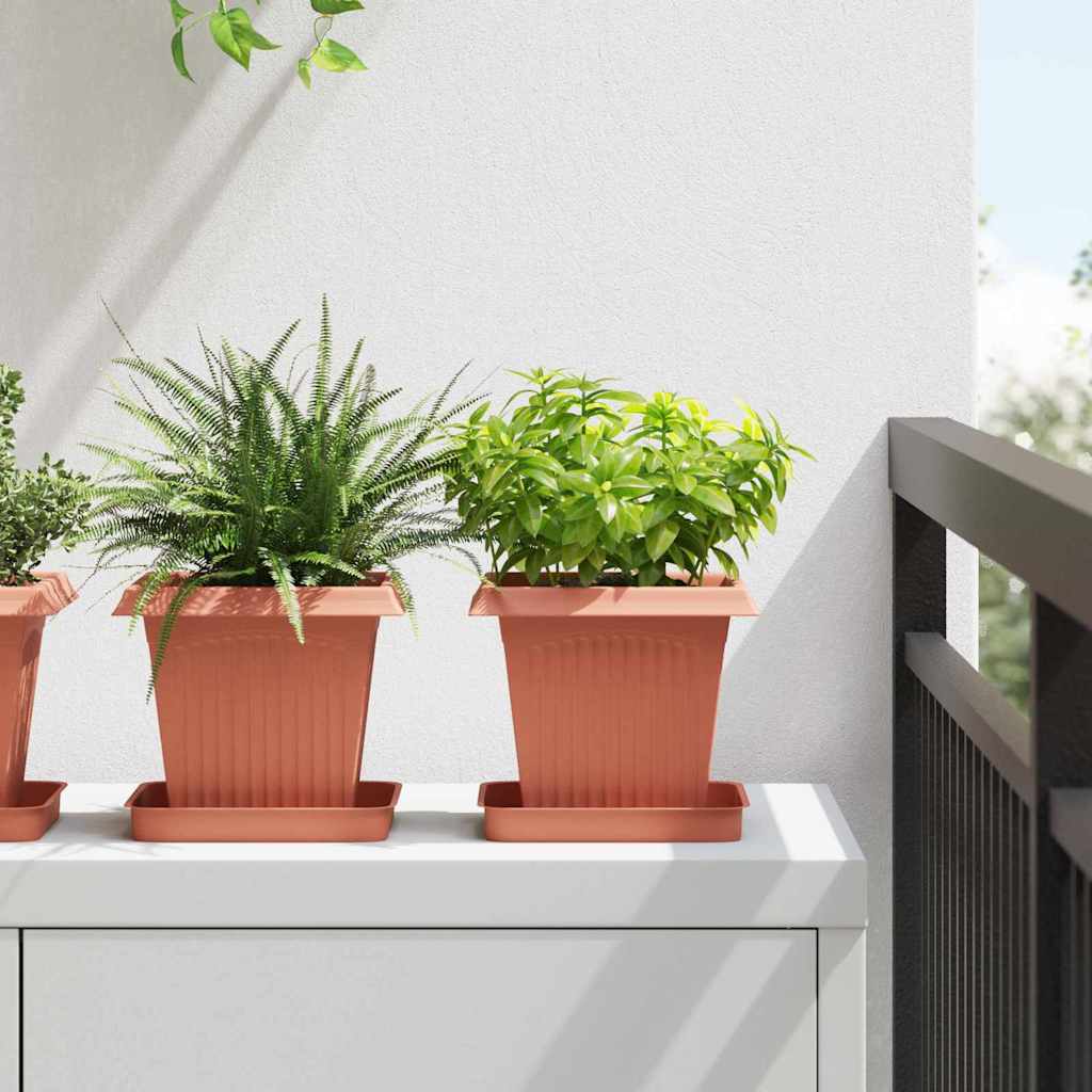 Vierkante Bloempot 24 pcs Baksteenrood 16 x 16 x 14 cm is nu te koop bij PeponiXL, paradijselijk wonen!