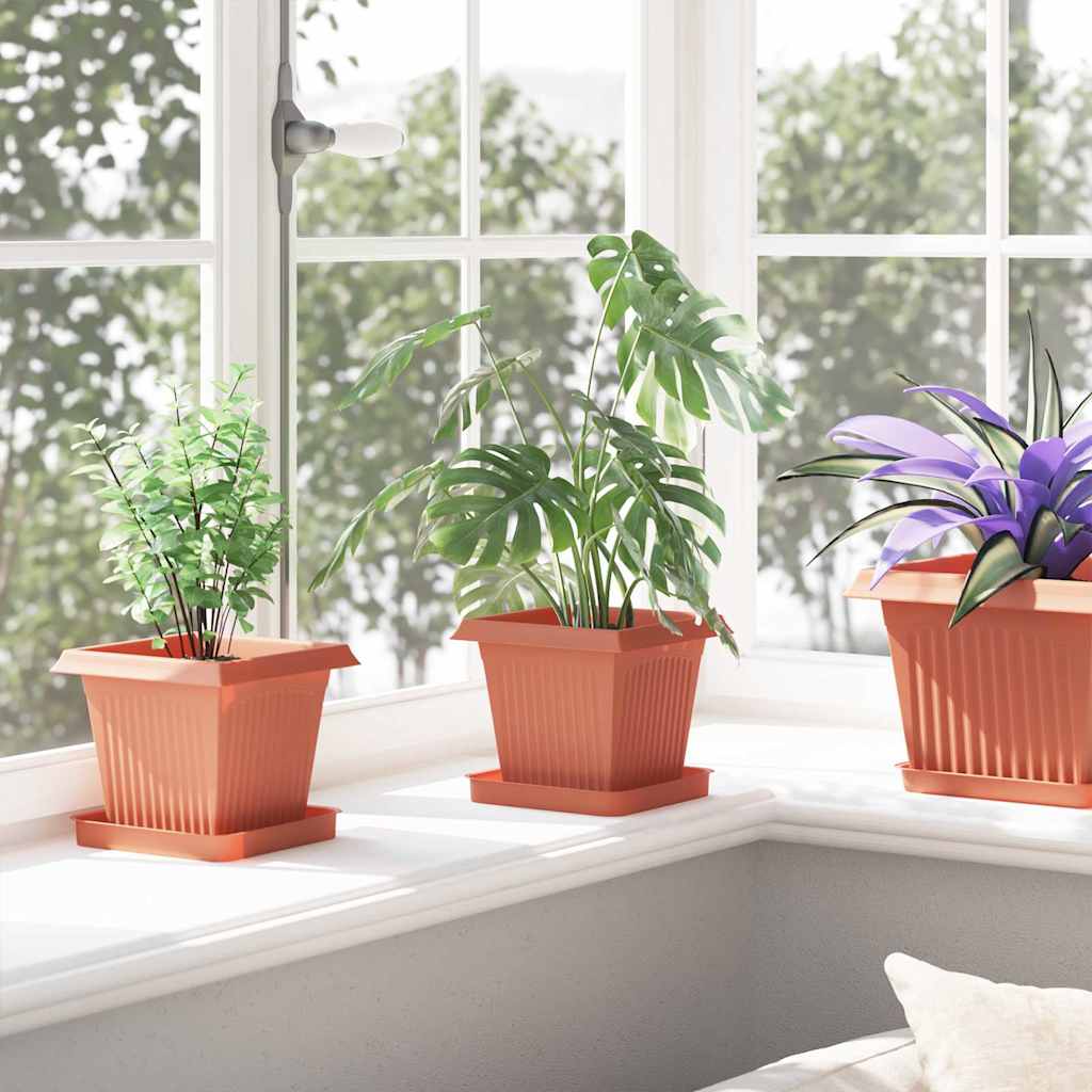 Vierkante Bloempot 24 pcs Baksteenrood 16 x 16 x 14 cm is nu te koop bij PeponiXL, paradijselijk wonen!