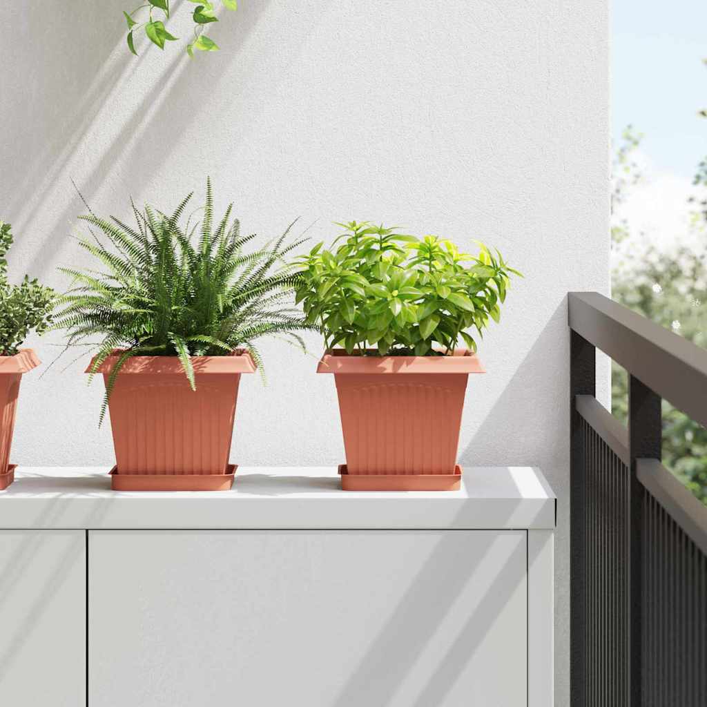 Vierkante Bloempot 24 pcs Baksteenrood 20 x 20 x 16 cm is nu te koop bij PeponiXL, paradijselijk wonen!