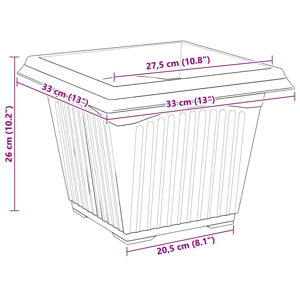Vierkante Bloempot 24 pcs Baksteenrood 33 x 33 x 26 cm is nu te koop bij PeponiXL, paradijselijk wonen!