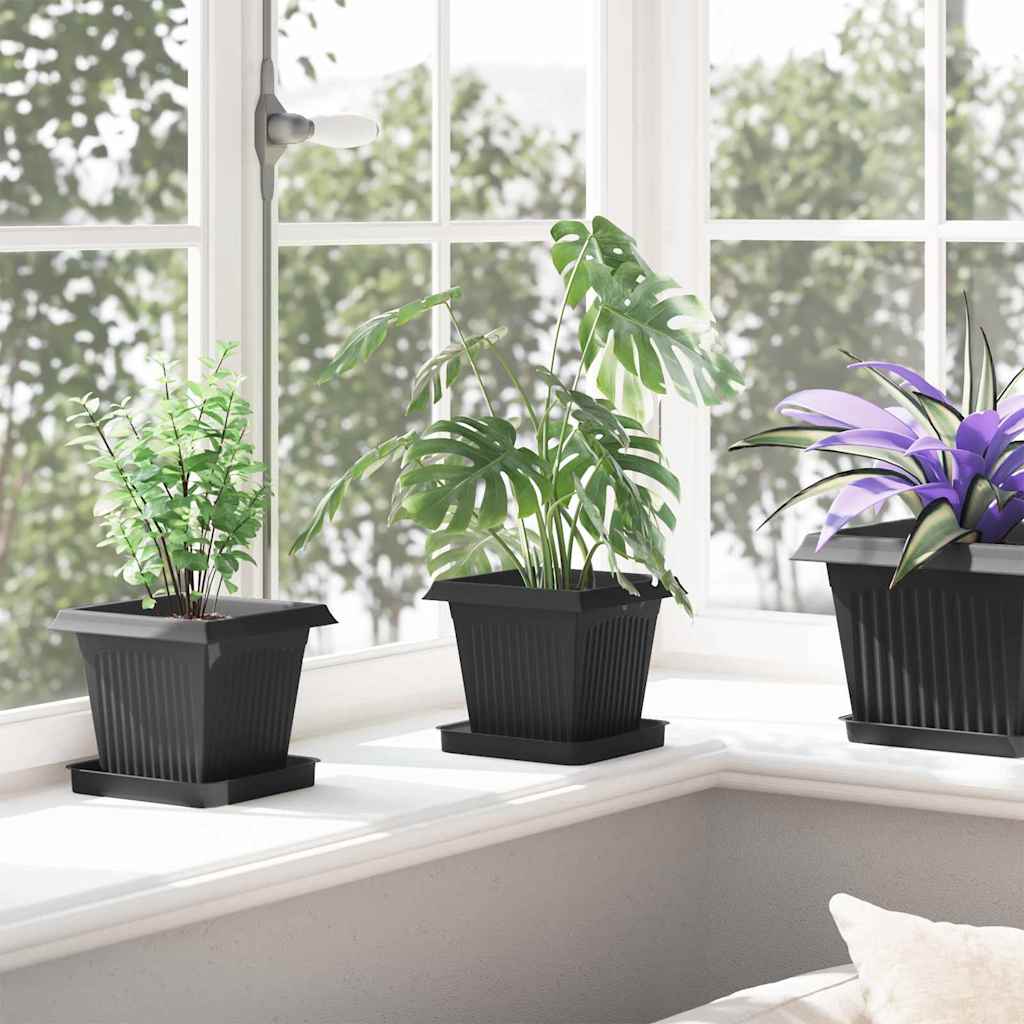 Vierkante Bloempot 24 pcs Zwart 16 x 16 x 14 cm Kunststof is nu te koop bij PeponiXL, paradijselijk wonen!