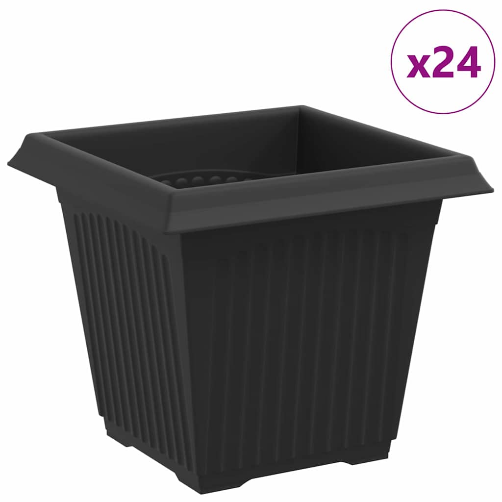 Vierkante Bloempot 24 pcs Zwart 16 x 16 x 14 cm Kunststof is nu te koop bij PeponiXL, paradijselijk wonen!